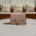 CHANEL CF MINI LAMBSKIN CAMELLIA GOLD BALL RECTANGULAR FLAP (MICROCHIP)