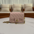 CHANEL CF MINI LAMBSKIN CAMELLIA GOLD BALL RECTANGULAR FLAP (MICROCHIP)