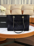 CHANEL BEACH TOTE BAG WITH CHIP BLACK