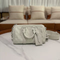 Louis Vuitton Keepall 25 White Embossed Monogram Top Handle Shoulder Bag