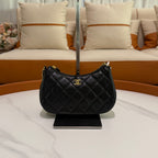 Chanel Hobo Black with Gold Heart Enamel Chain Shoulder Bag