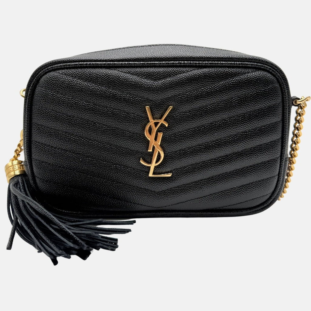 Lou Camera Bag Black Chevron Quilted Leather Small