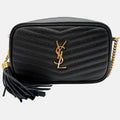 Lou Camera Bag Black Chevron Quilted Leather Small