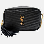 Lou Camera Bag Black Chevron Quilted Leather Small