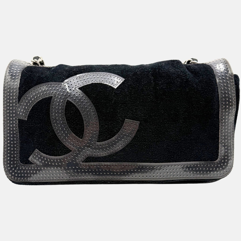 Flap Bag Navy Terrycloth and Perforated Vinyl Medium