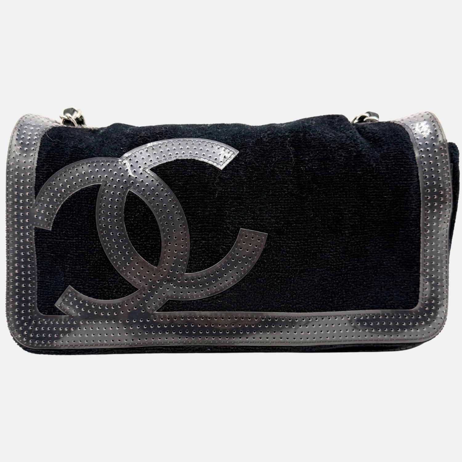 Flap Bag Navy Terrycloth and Perforated Vinyl Medium