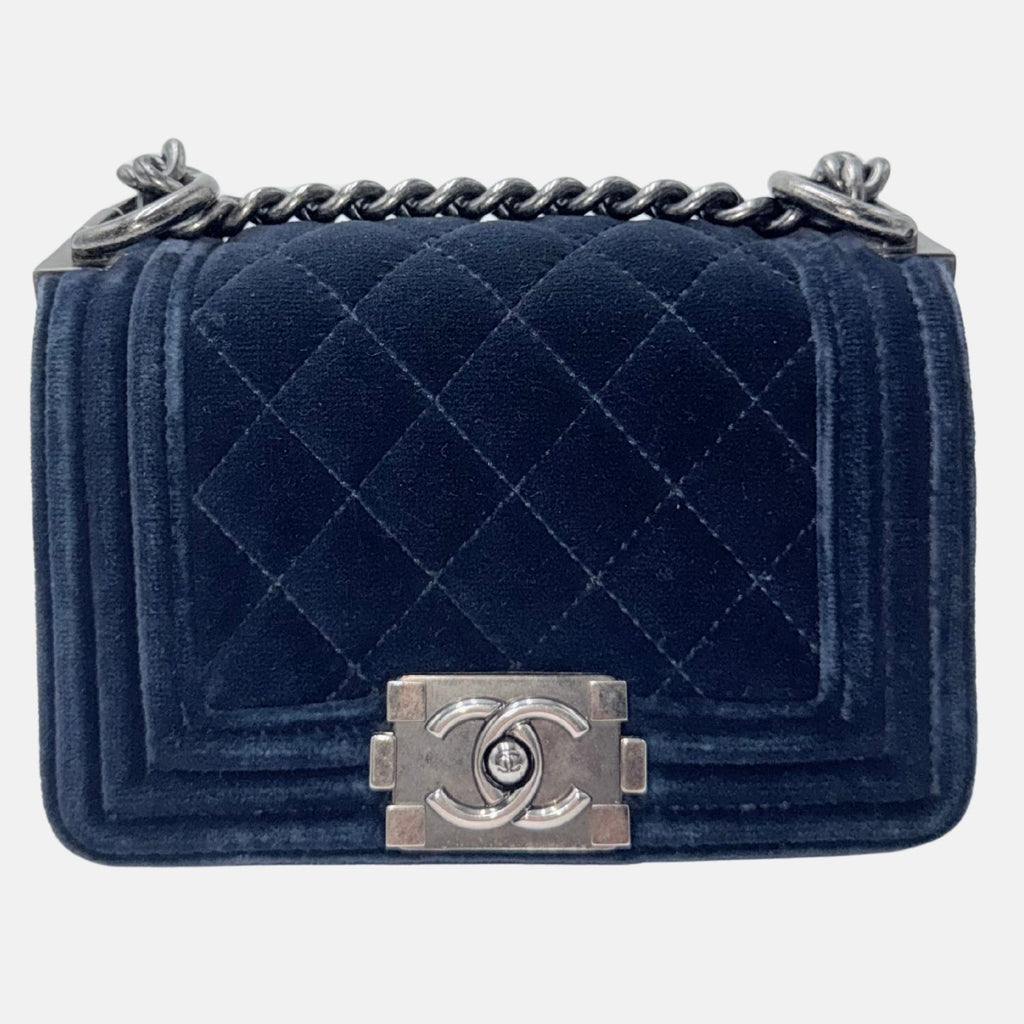Boy Bag Navy Velvet Mini