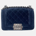 Boy Bag Navy Velvet Mini