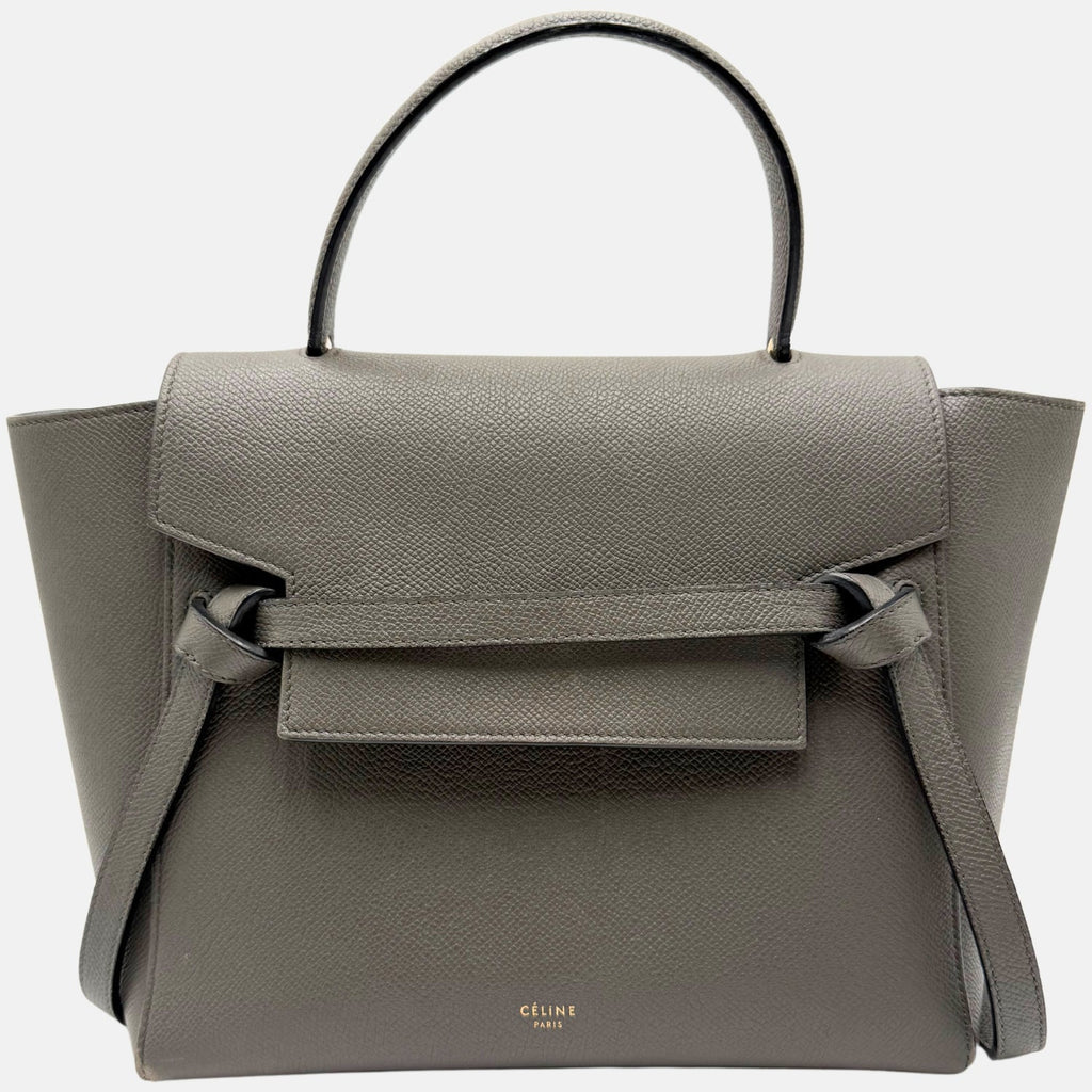 Belt Bag Gray Grained Calfskin Nano