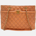Shopping Tote Orange Quilted Caviar