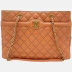 Shopping Tote Orange Quilted Caviar