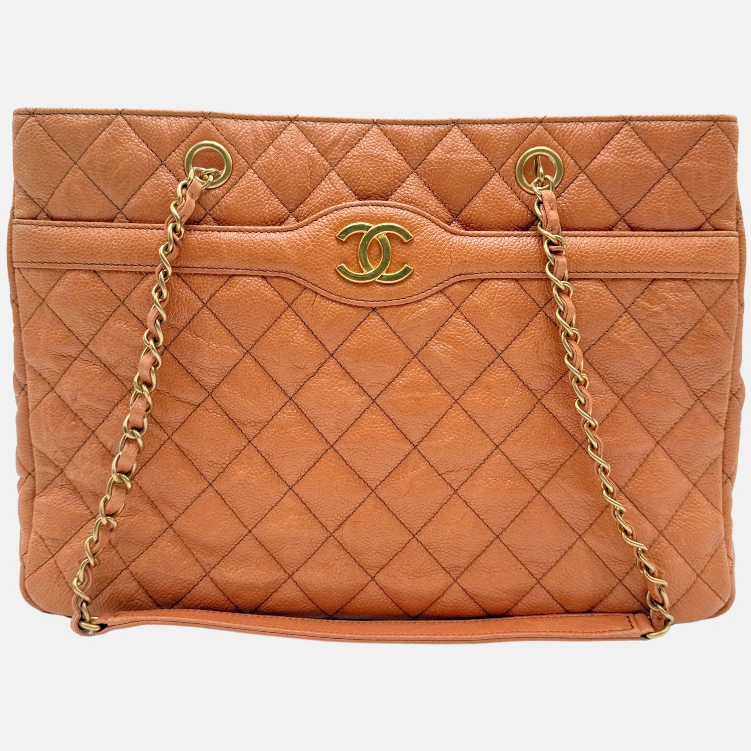 Shopping Tote Orange Quilted Caviar