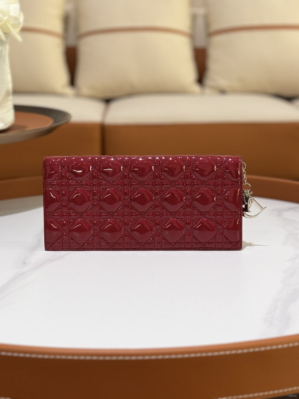 DIOR LADY DIOR POUCH RED PATENT LEATHER