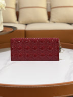 DIOR LADY DIOR POUCH RED PATENT LEATHER