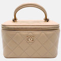 Vanity Case Beige Quilted Lambskin Small