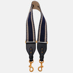 Bag Strap Navy Beige Oblique Canvas Embroidered