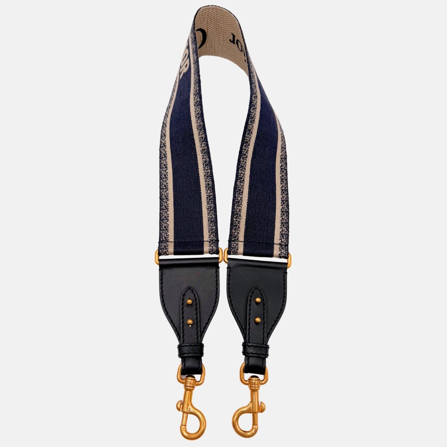 Bag Strap Navy Beige Oblique Canvas Embroidered