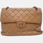 Reversible Flap Bag Beige Quilted Lambskin Jumbo