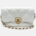Coco Love Heart Flap Bag White Quilted Lambskin