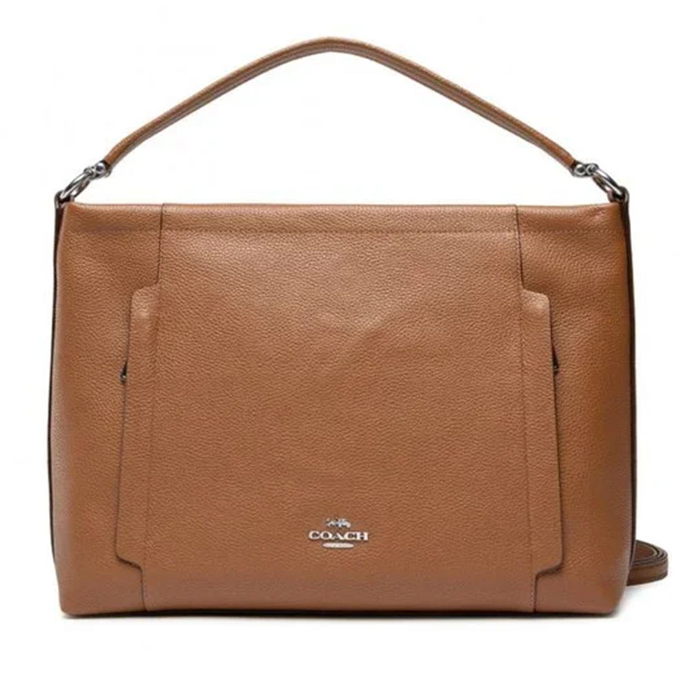 Coach Pebbled Leather Scout Hobo Saddle Soft Zipper Handbag Bag Brown Purse NEW