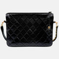 Satchel Bag Black Leather Matelasse Vintage