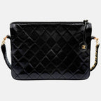 Satchel Bag Black Leather Matelasse Vintage