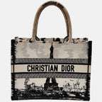 Book Tote Medium Paris Embroidered Canvas