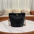 CHANEL HOBO SMALL BUCKET BAG BLACK LAMBSKIN WITH GOLD HARDWARE (MICROCHIP VERSION)