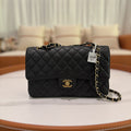 CHANEL CF MEDIUM BLACK CAVIAR LEATHER WITH GOLD HARDWARE SHOULDER & CROSSBODY BAG
