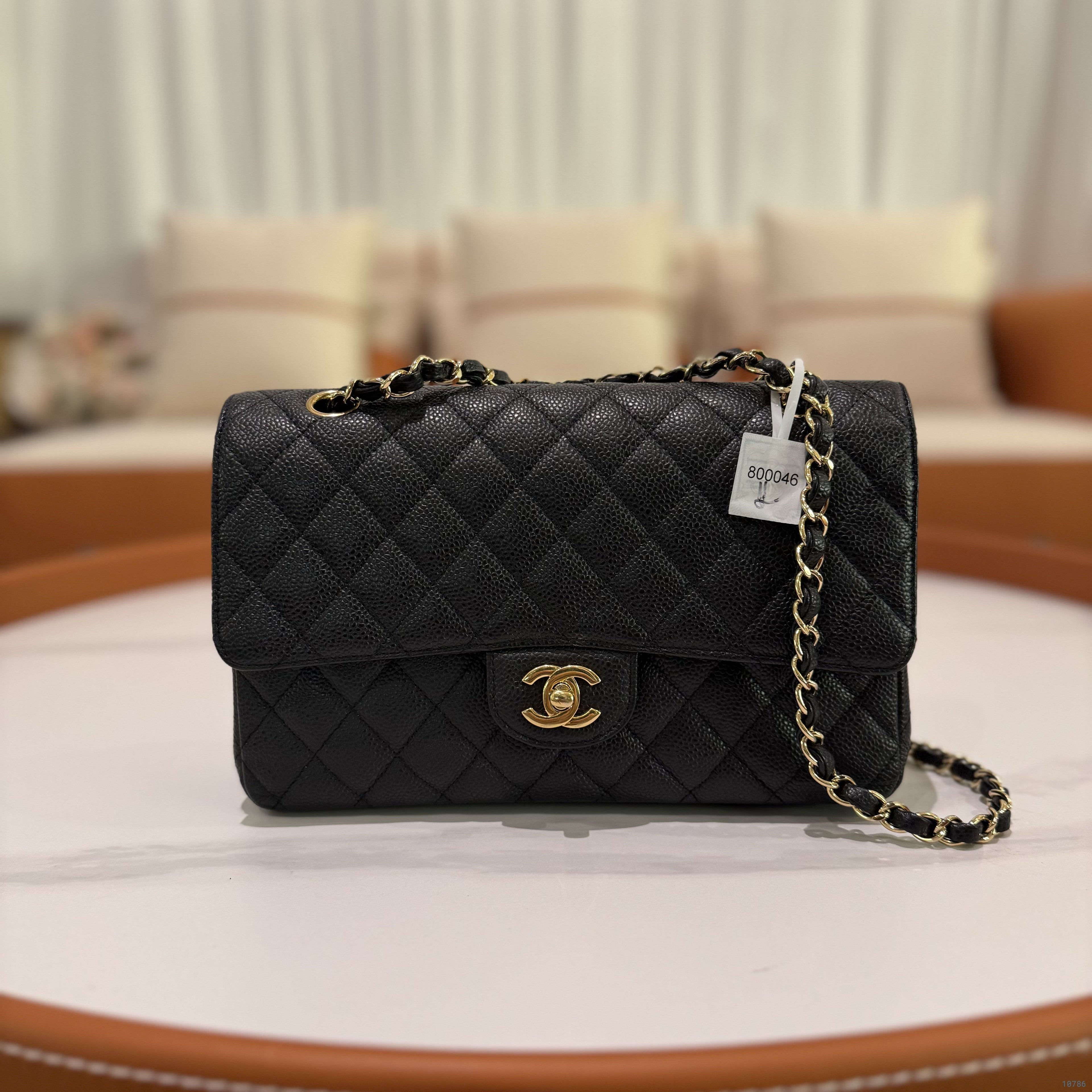 CHANEL CF MEDIUM BLACK CAVIAR LEATHER WITH GOLD HARDWARE SHOULDER & CROSSBODY BAG