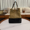CHANEL 25A Hobo Suede & Black Vertical Quilted Handbag with Gold Chain