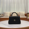 CHANEL FLAP BAG WITH TOP HANDLE CAVIAR LEATHER CHAIN BAG (FULL STICKERS, CHIP VERSION)