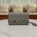 CHANEL CF MINI GREY LAMBSKIN WITH SILVER HARDWARE (MICROCHIP)