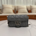 GUCCI MARMONT MINI CHAIN BAG IN SILVER GREY