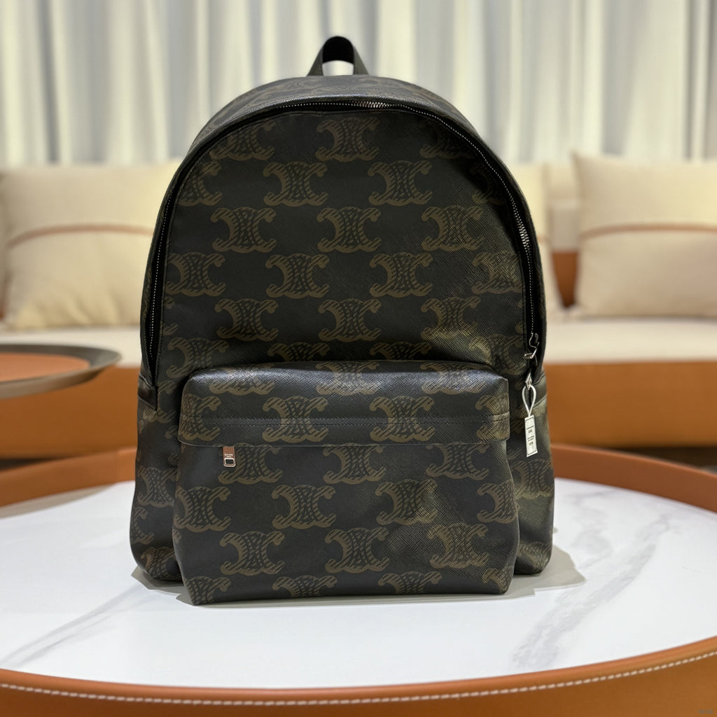 CELINE MEDIUM BACKPACK IN TRIOMPHE CANVAS AND CALFSKIN