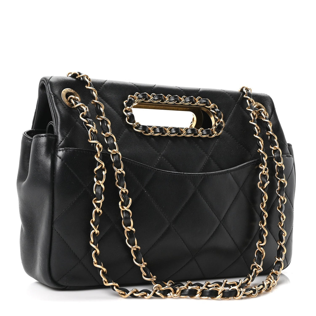 Lambskin A Real Catch Flap Bag Black