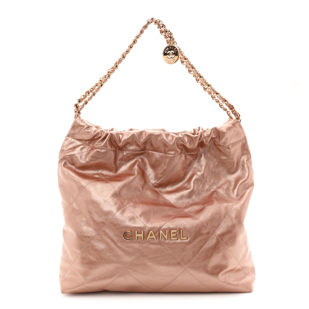 Metallic Calfskin Quilted Chanel 22 Copper