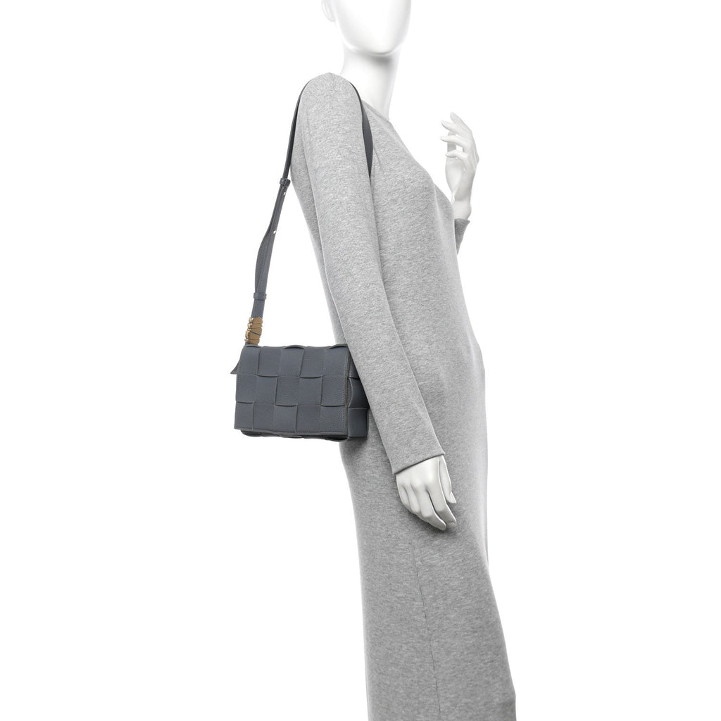 Grained Calfskin Maxi Intrecciato Cassette Crossbody Bag Deep Blue