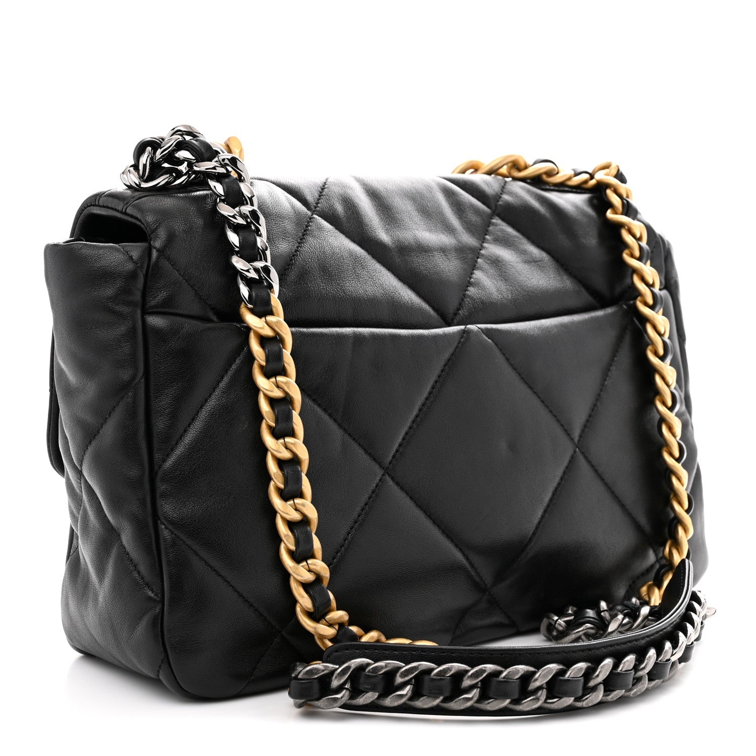 Lambskin Quilted Large Chanel 19 Flap Black