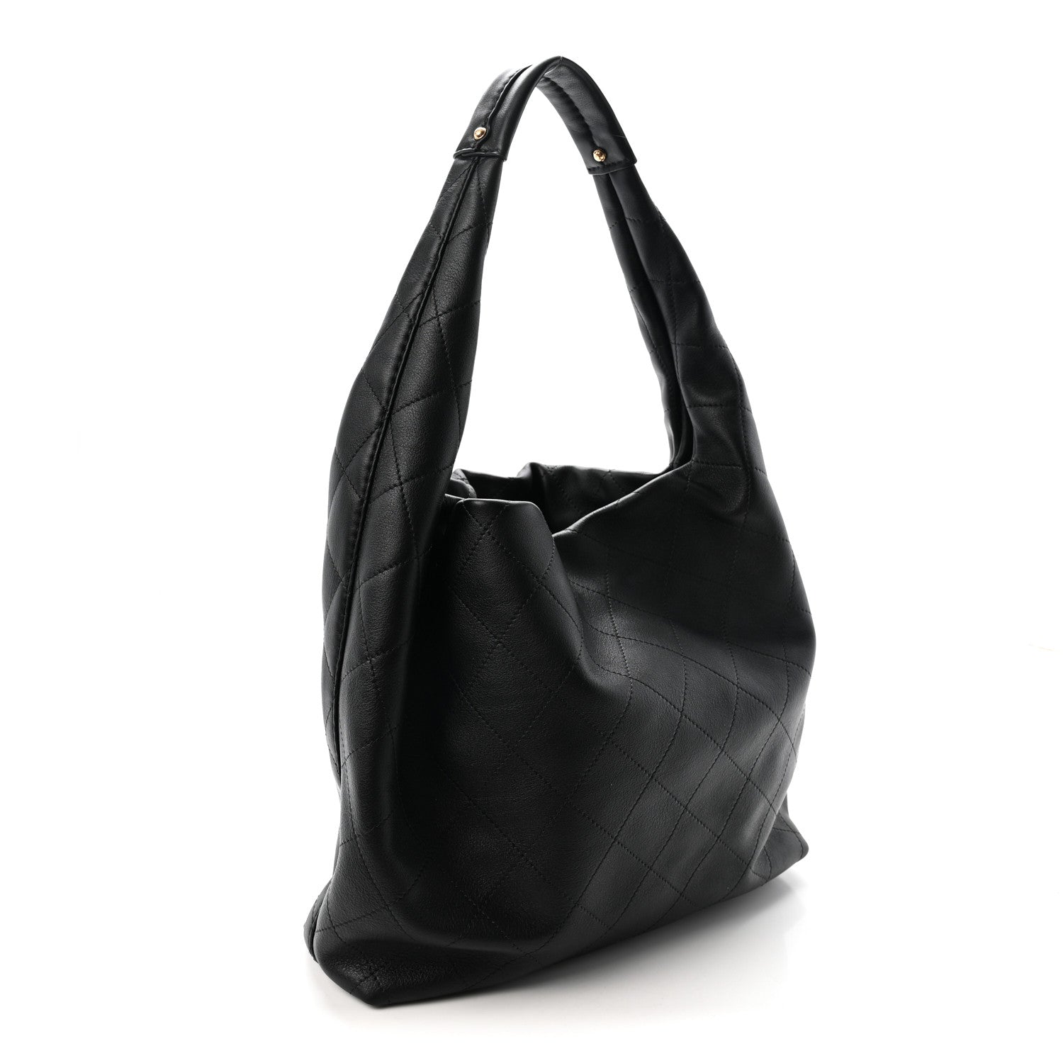 Calfskin Quilted Maxi Hobo Black