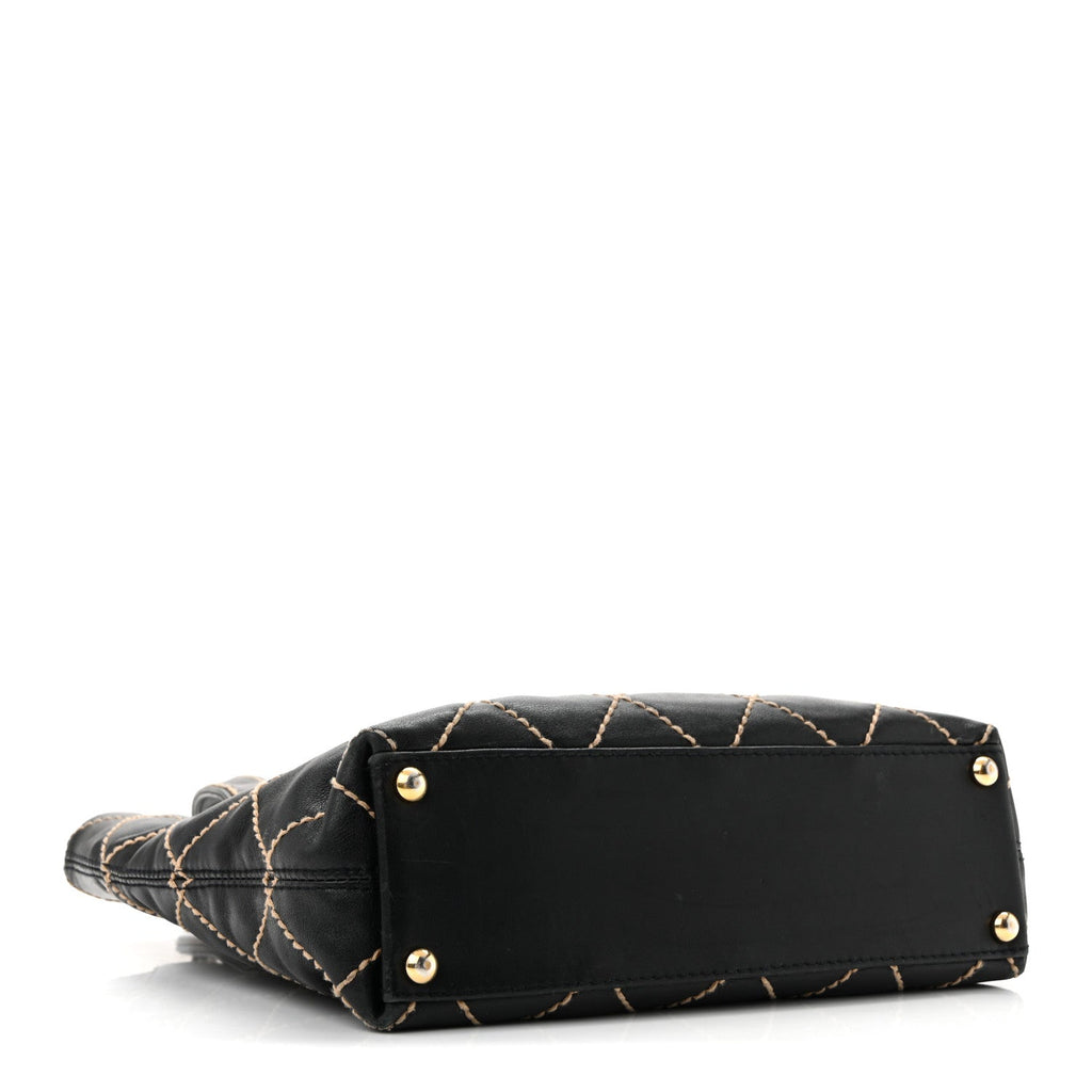Calfskin Stitch Small Surpique Tote Black