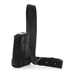 Calfskin Intrecciato Mini Cassette Sling Bag Black Parakeet