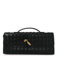 Nappa Intrecciato Long Andiamo Top Handle Clutch Black