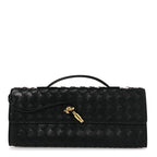 Nappa Intrecciato Long Andiamo Top Handle Clutch Black