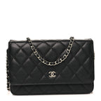 Caviar Quilted Wallet on Chain WOC Black