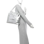 Metallic Calfskin Quilted Chanel 22 Silver