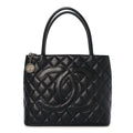 Caviar Quilted Medallion Tote Black