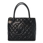 Caviar Quilted Medallion Tote Black