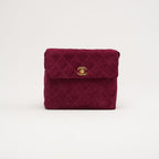 Chanel Vintage Burgundy Red Velvet Mini Square Flap Bag 1997
