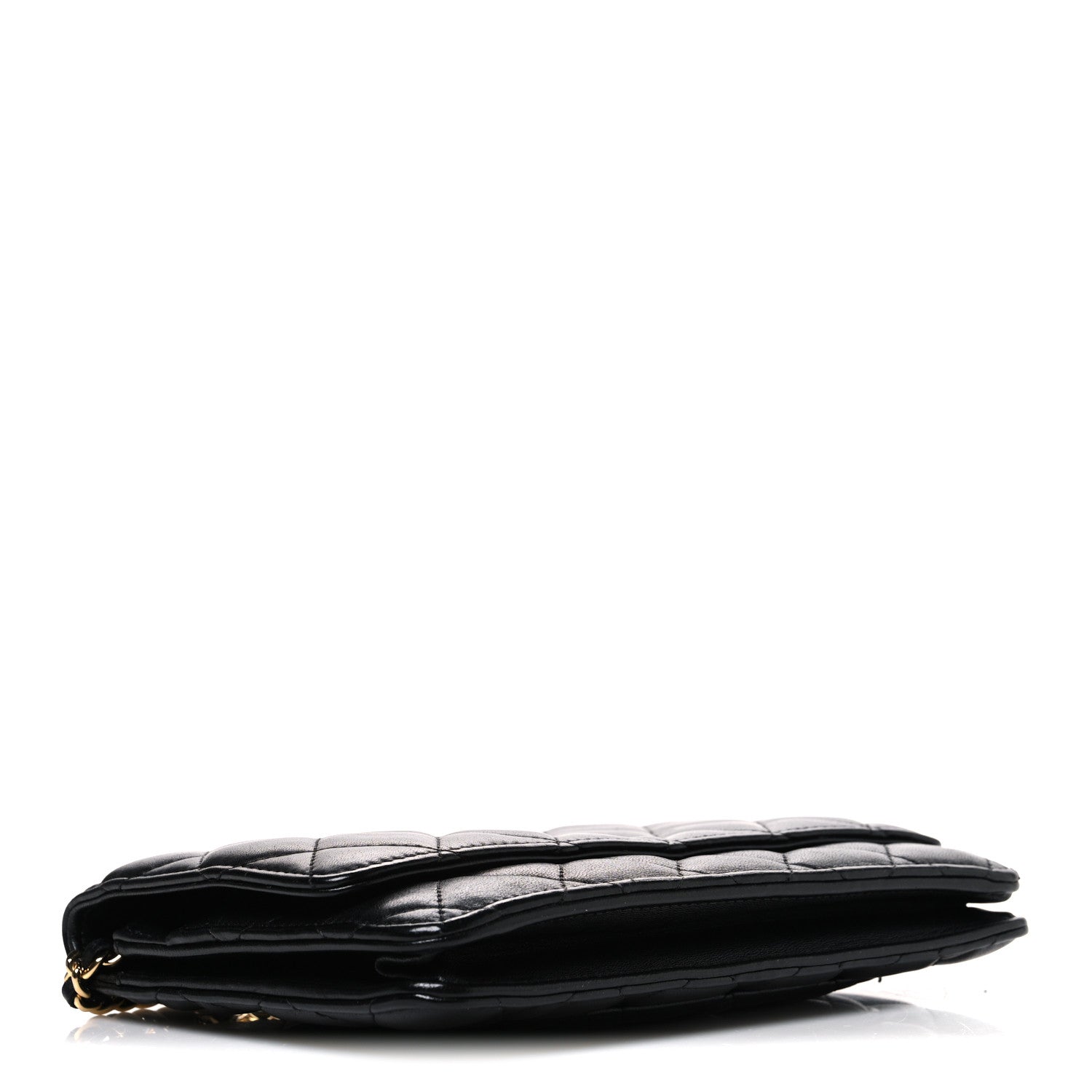 Lambskin Quilted Wallet On Chain WOC Black